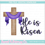 He is Risen Purple Cross PNG