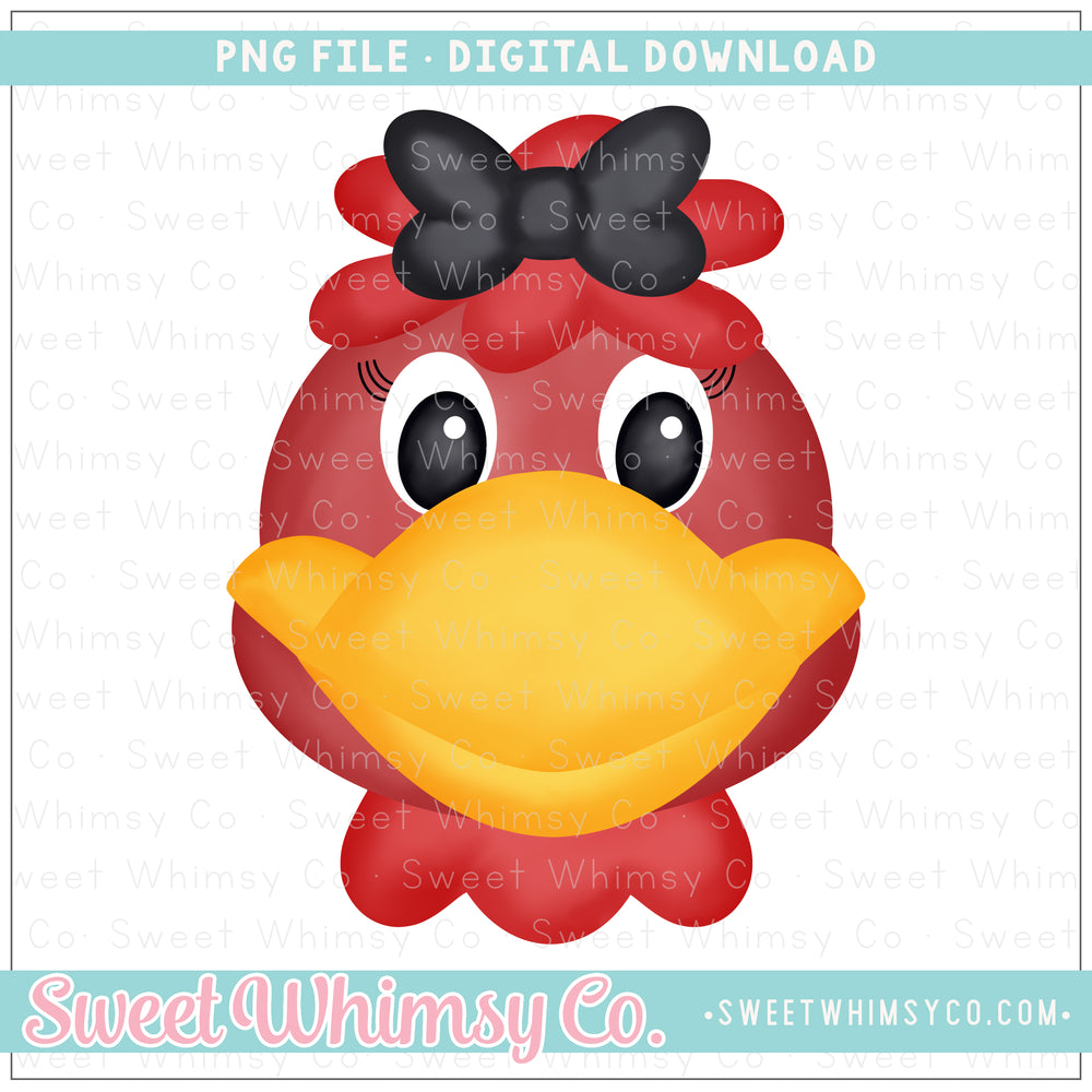 Hen Girl Black Bow PNG