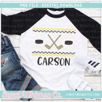 Hockey Black and Yellow Gold Faux Smocked PNG