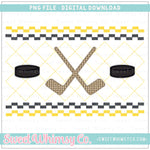Hockey Black and Yellow Gold Faux Smocked PNG