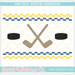 Hockey Navy and Yellow Faux Smocked PNG