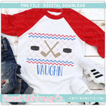 Hockey Red and Blue Faux Smocked PNG