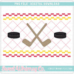 Hockey Yellow and Red Faux Smocked PNG