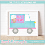 Ice Cream Truck Turquoise and Pink PNG