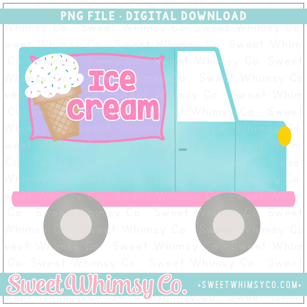 Ice Cream Truck Turquoise and Pink PNG