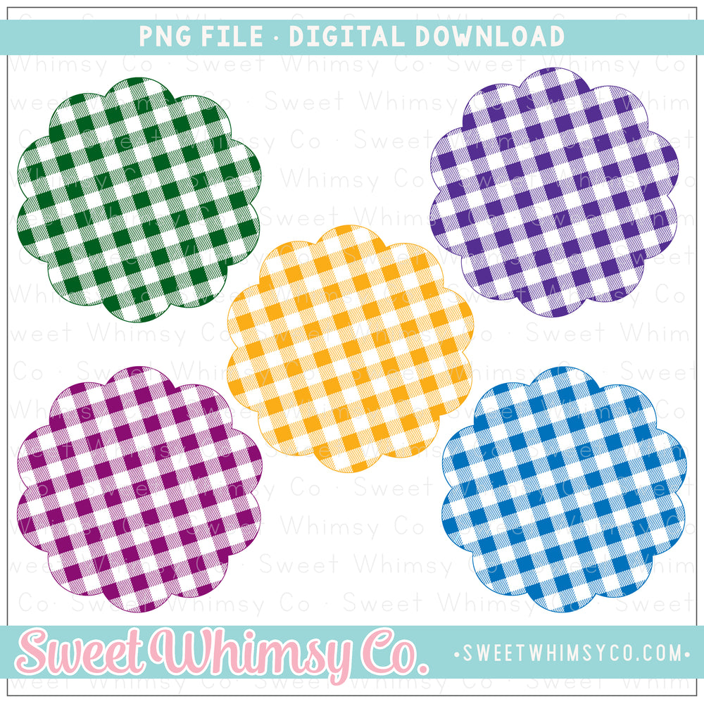 Jewel Buffalo Check Scallop Background Patches PNG