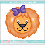 Lion Girl With Purple Bow PNG