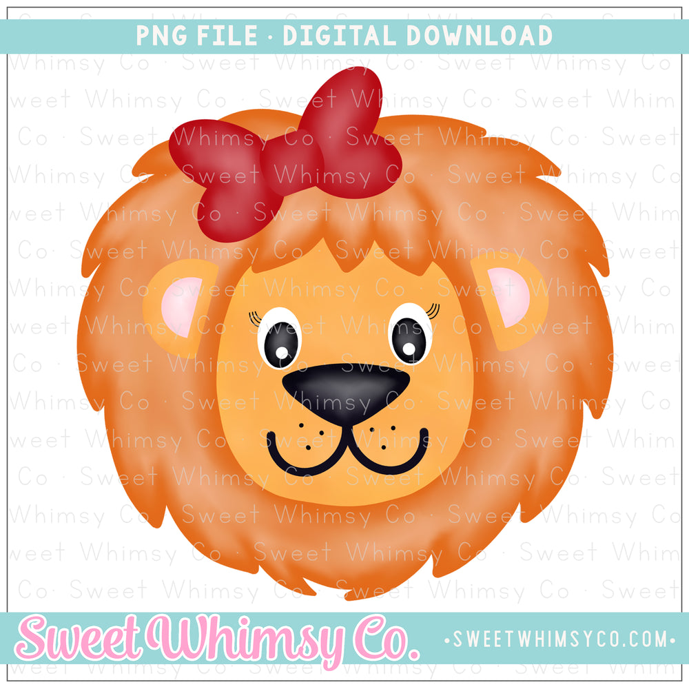 Lion Girl With Red Bow PNG