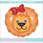 Lion Girl With Red Bow PNG