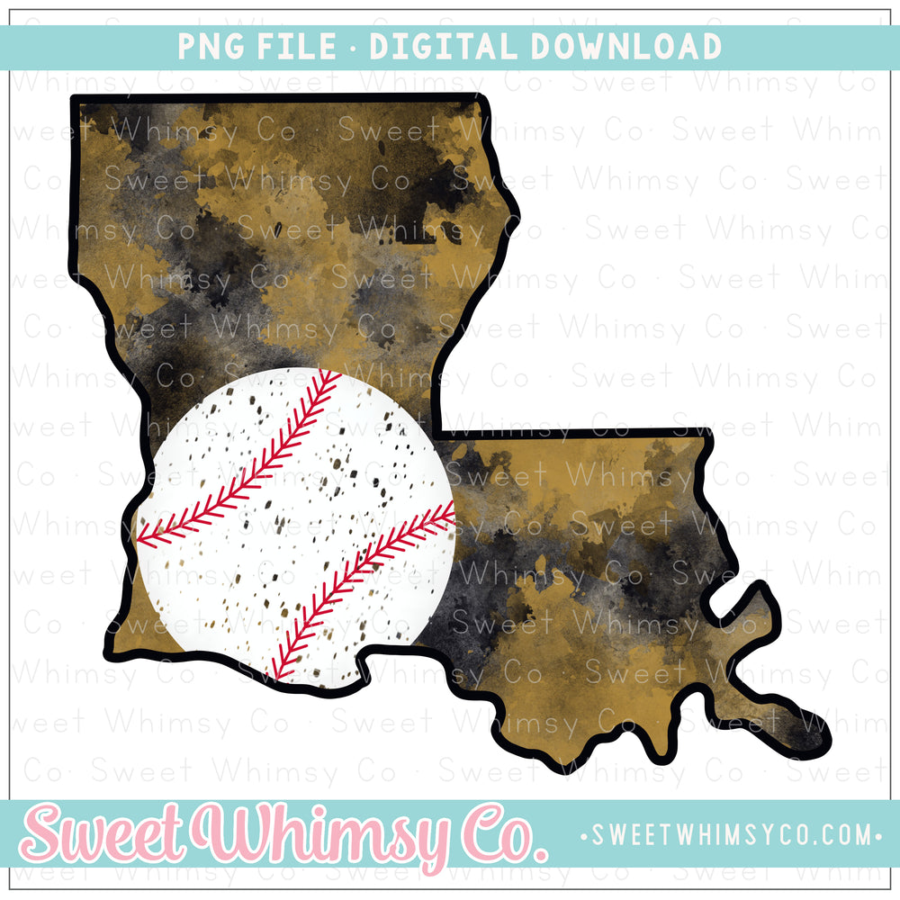 Louisiana Black & Gold Baseball State PNG