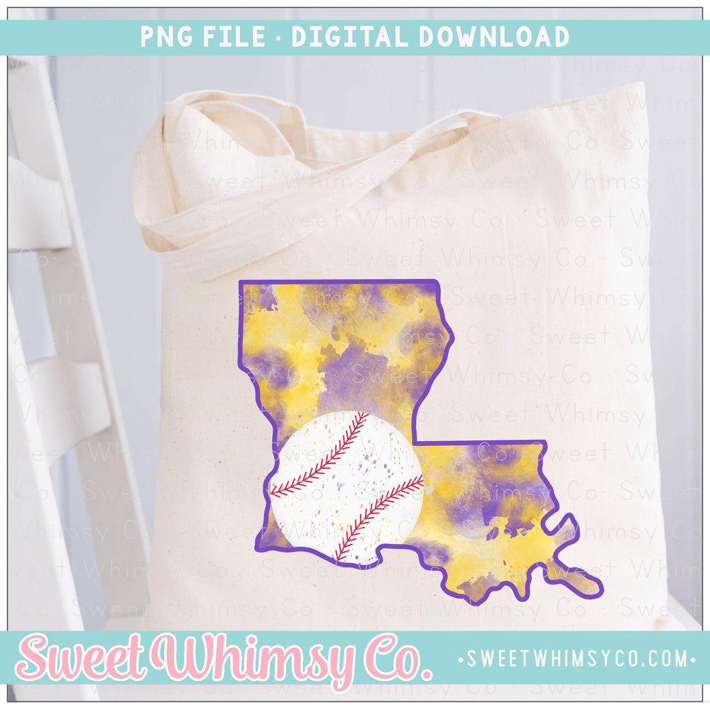 Louisiana Purple & Yellow Gold Baseball State PNG