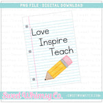 Love Inspire Teach Paper PNG