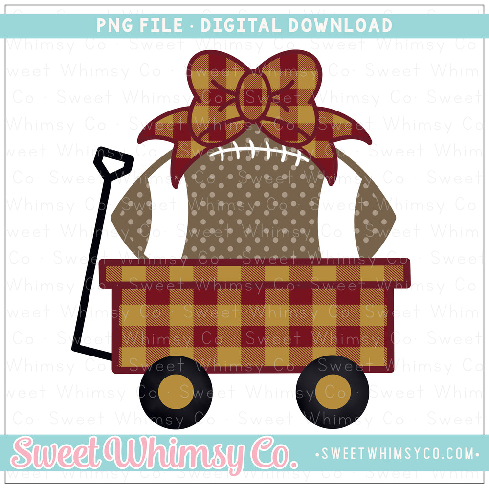 Maroon & Gold Football Wagon With Bow PNG