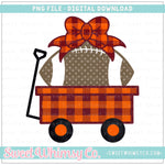 Maroon & Orange Football Wagon With Bow PNG