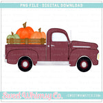 Maroon Pumpkin Vintage Truck PNG