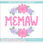 Memaw Floral Frame PNG