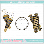 New Year Trio Poppers Clock Party Crackers PNG