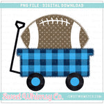 Blue & Navy Faux Stitched Football Wagon PNG