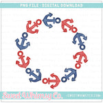 Red Navy Anchor Frame PNG