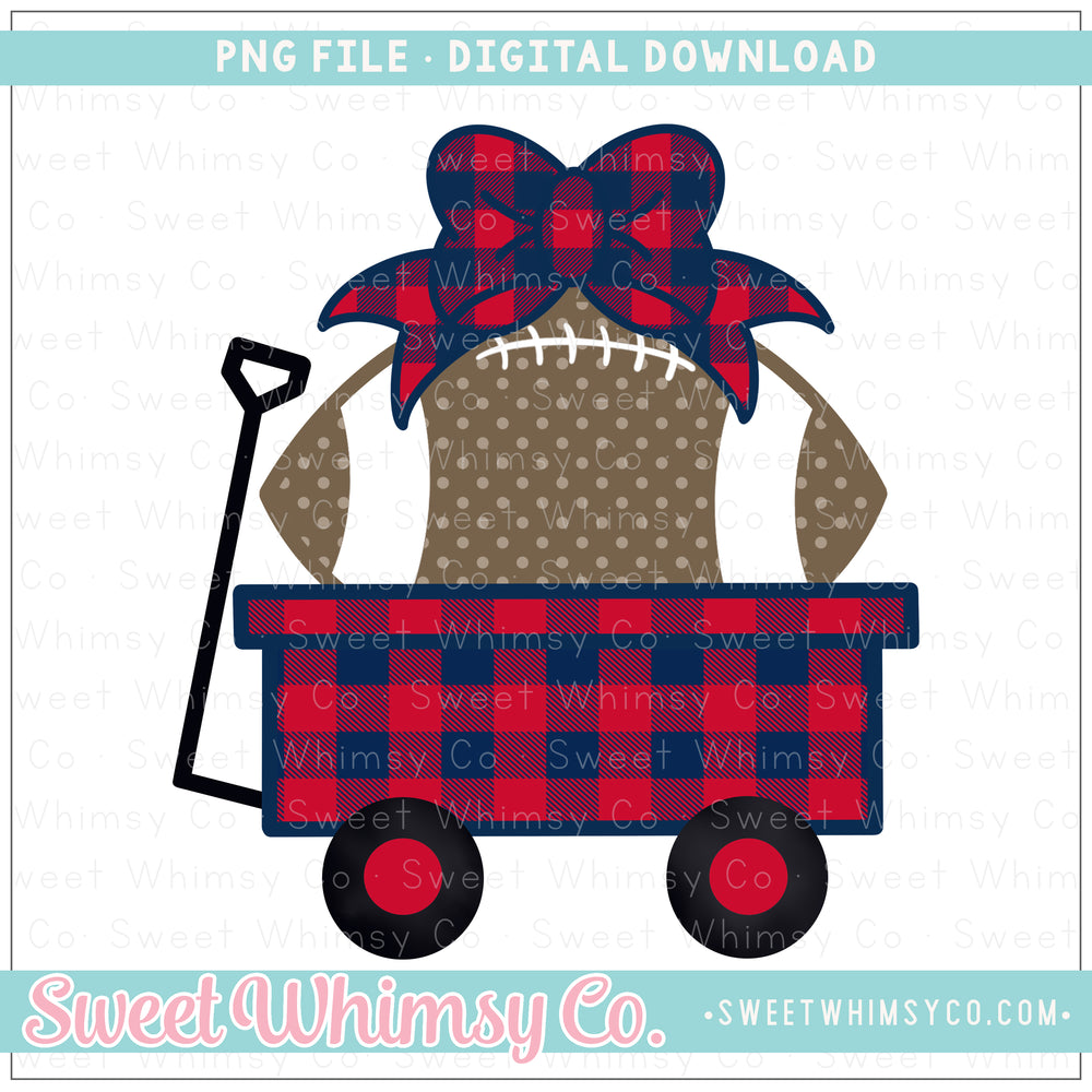 Red & Navy Football Wagon With Bow PNG