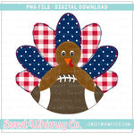 Navy Blue & Red Faux Applique Football Turkey Boy PNG