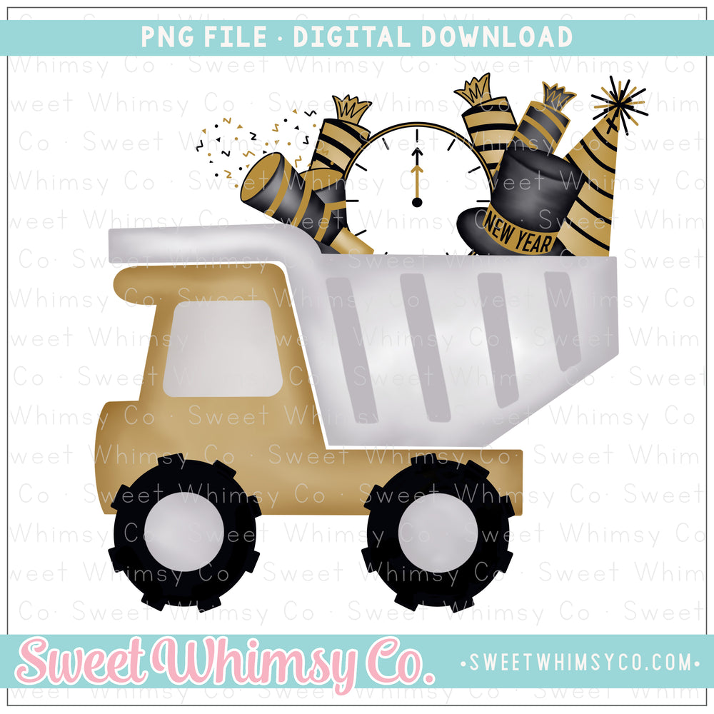 New Year Dump Truck Gold PNG