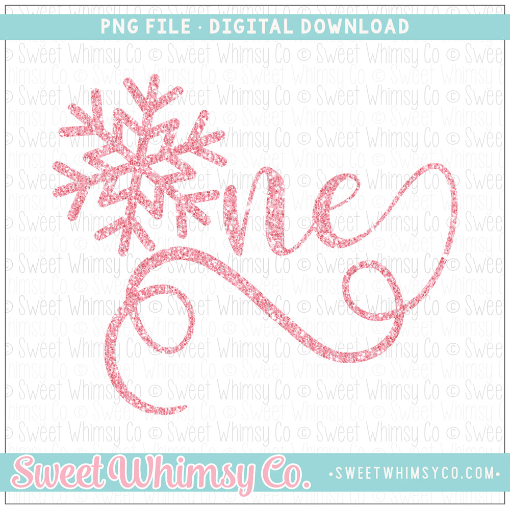 Snowflake One Pink Glitter PNG