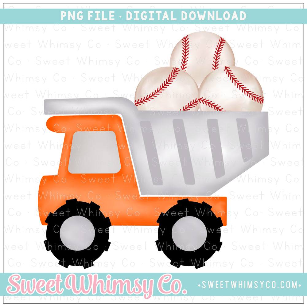 Orange Baseball Dump Truck PNG