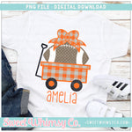 Orange & Grey Football Wagon With Bow PNG
