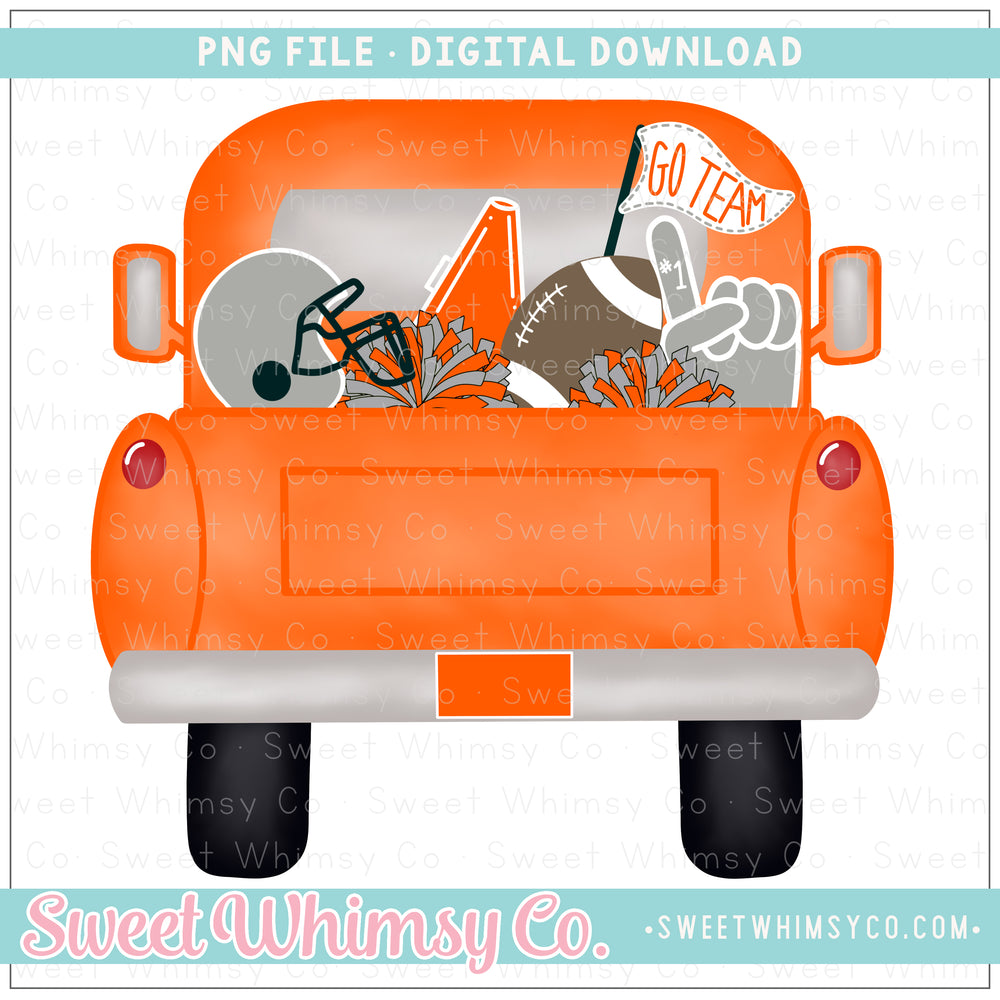 Orange & Grey Football Pickup Truck PNG
