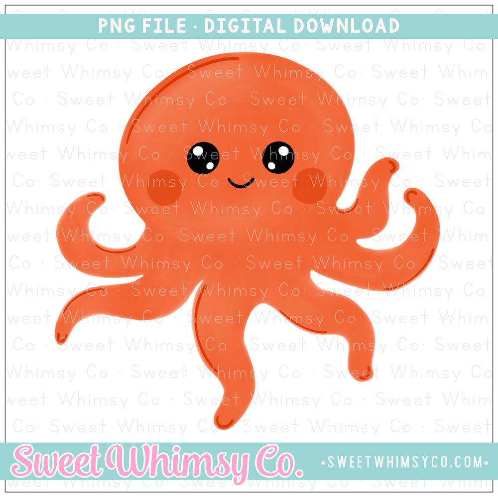 Orange Octopus PNG