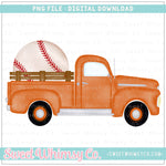 Orange Baseball Vintage Truck PNG