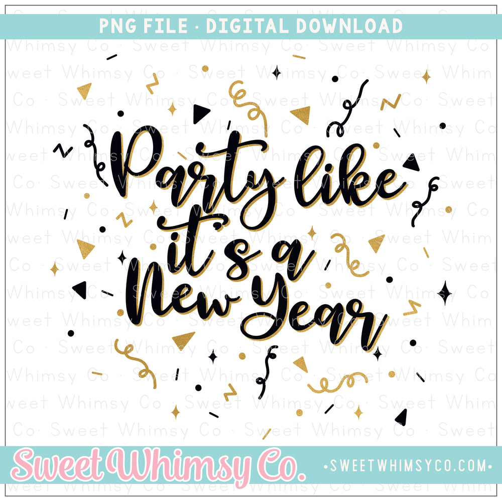 Party Like It's A New Year Gold PNG