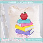 Pastel Apple Book Stack PNG