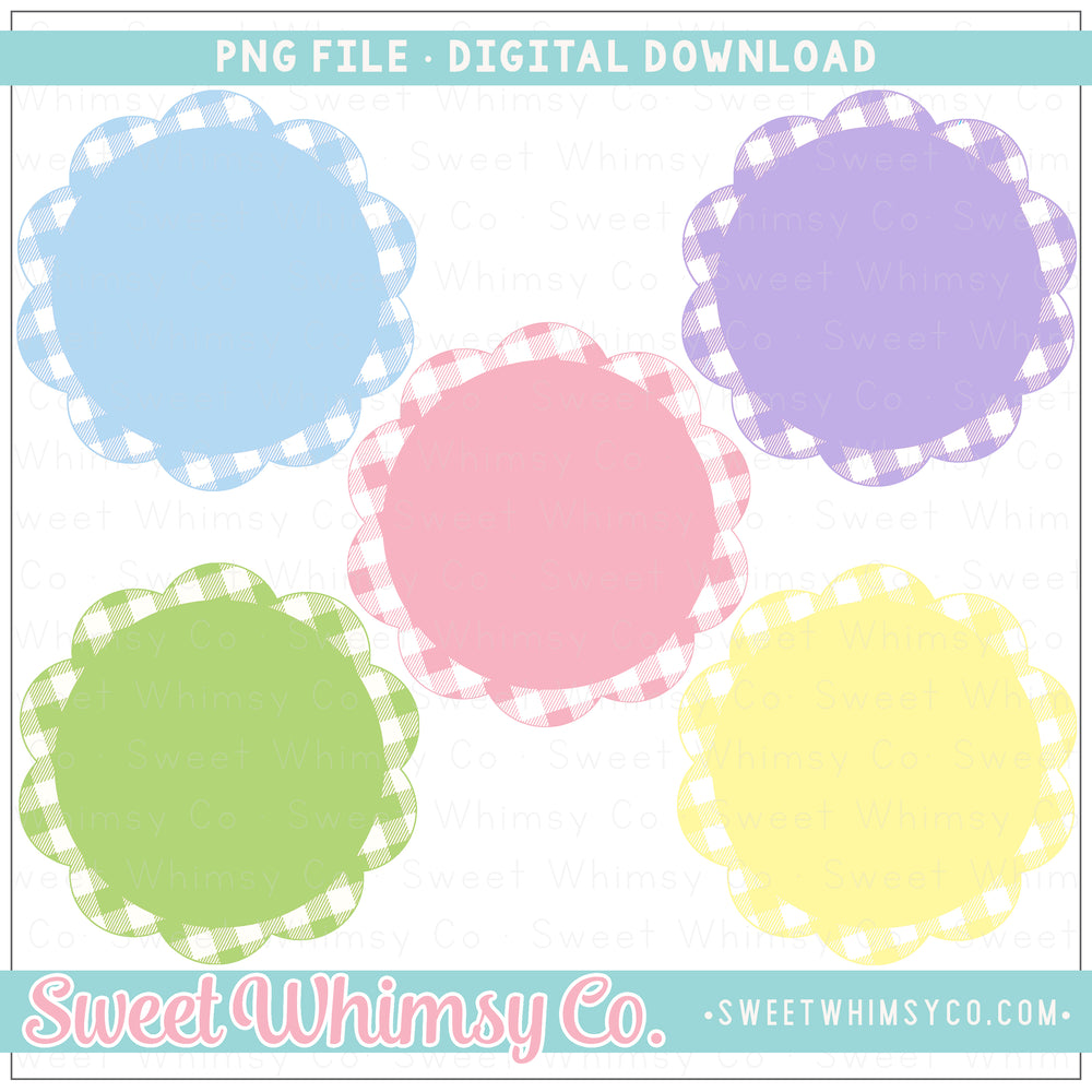 Pastel Buffalo Check Solid Scallop Background Patches PNG