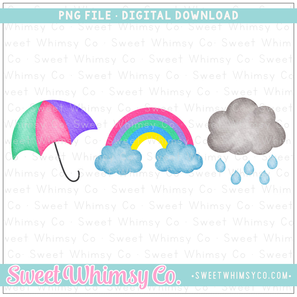 Pastel Rainy Day Trio PNG