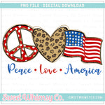 Peace Love America Leopard Gold PNG
