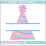 Pink & Blue Split Party Hat PNG