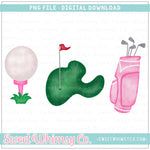 Pink Watercolor Golf Trio PNG