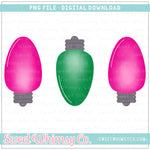 Pink & Green Christmas Light Trio PNG