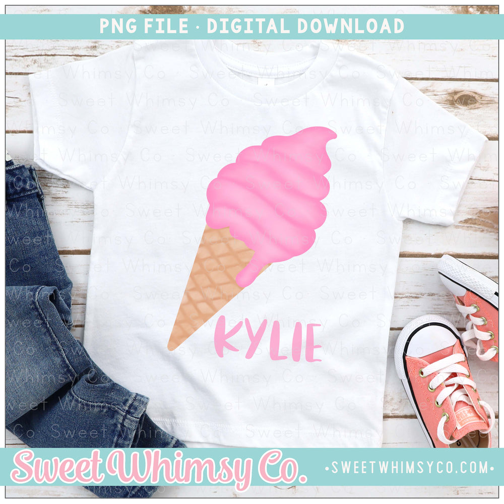 Pink Ice Cream Cone PNG