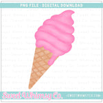 Pink Ice Cream Cone PNG