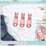 Pink Bow Bunnies Trio PNG