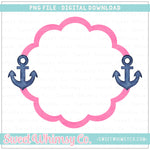 Pink Navy Anchor Scallop Frame PNG