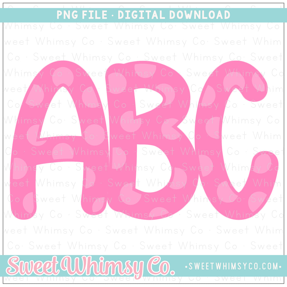 Pink Polka Dot PNG Alphabet
