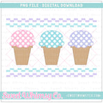 Ice Cream Cone Pink Faux Smocked PNG