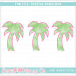 Pink Sketch Palm Tree Trio PNG