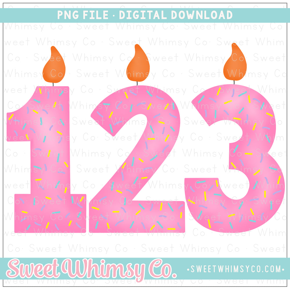 Pink Sprinkle Candle Numbers PNG