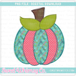 Pink & Turquoise Floral Pumpkin PNG