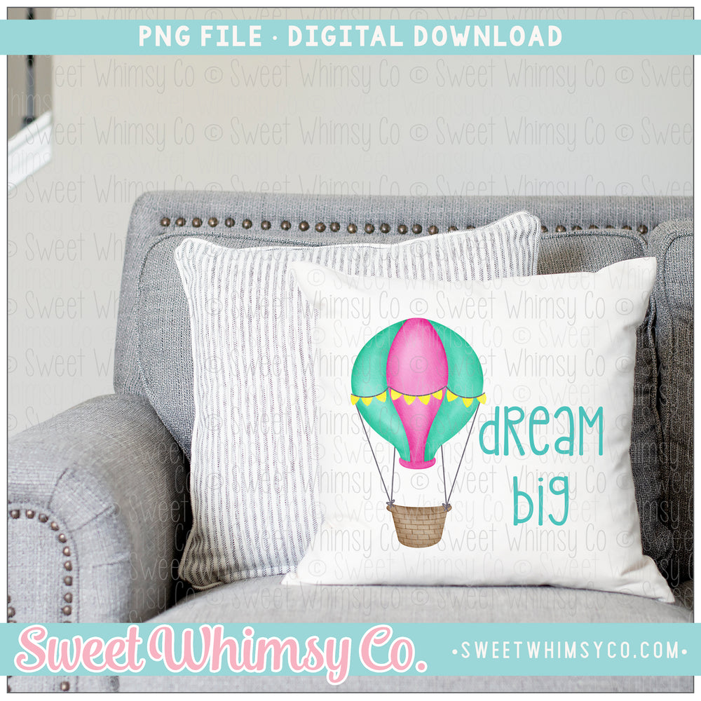 Pink & Turquoise Hot Air Balloon PNG